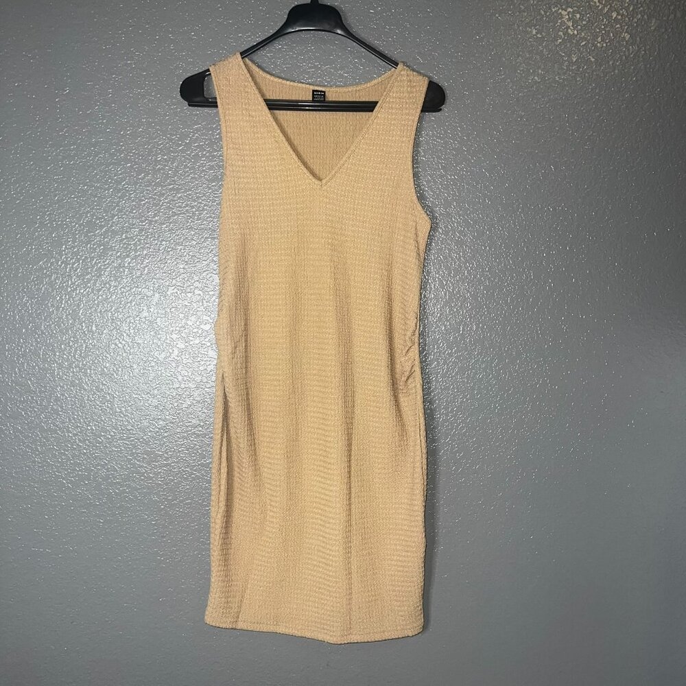 SHEIN Beige Sleeveless Ribbed Knit Bodycon Dress Women’s Large